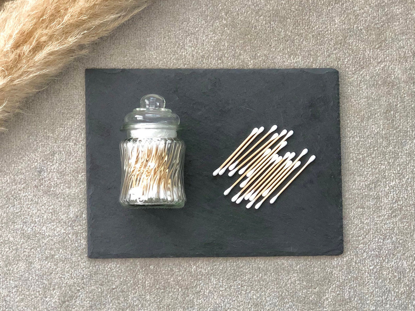 Eco Friendly Bamboo Cotton Buds in Glass Jar