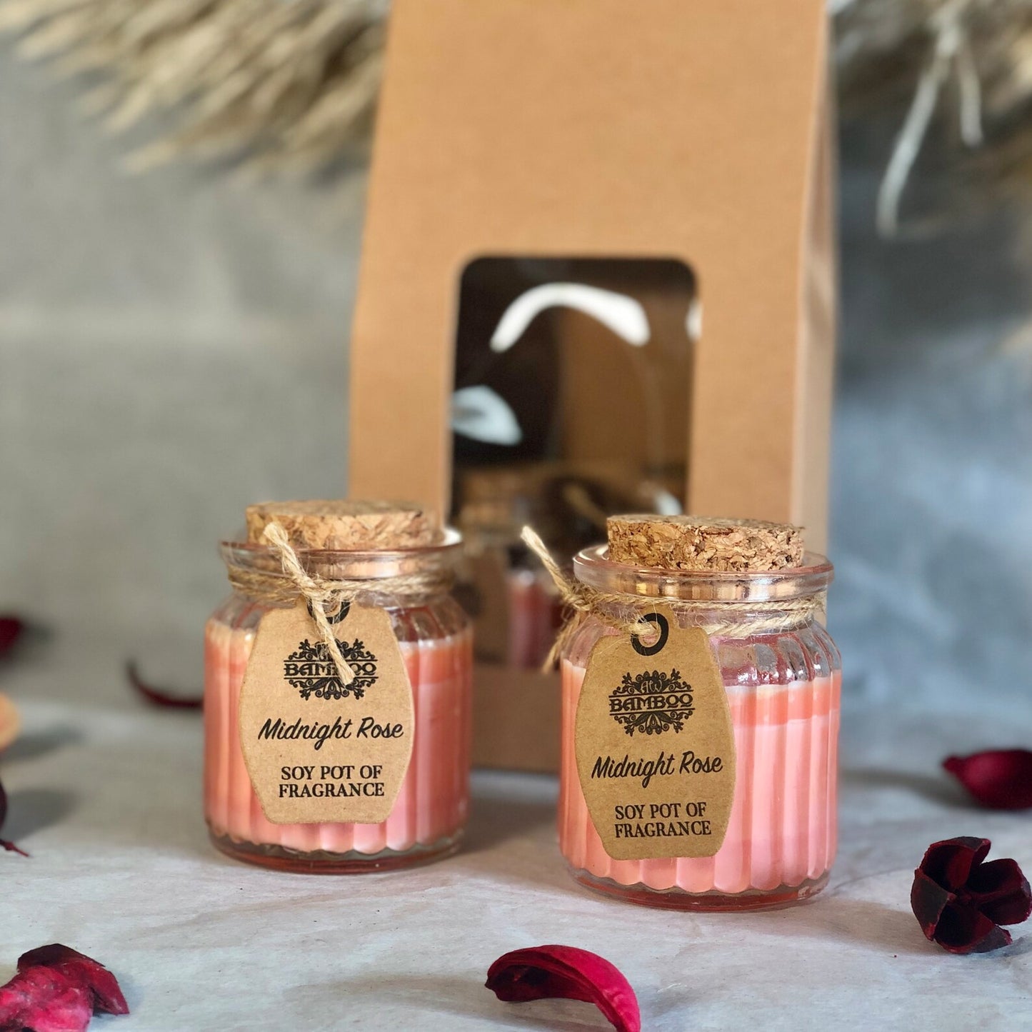 Rose Scented Soy Wax Candles - Fresh Rose Garden Scent Mini Mason Jar Candles