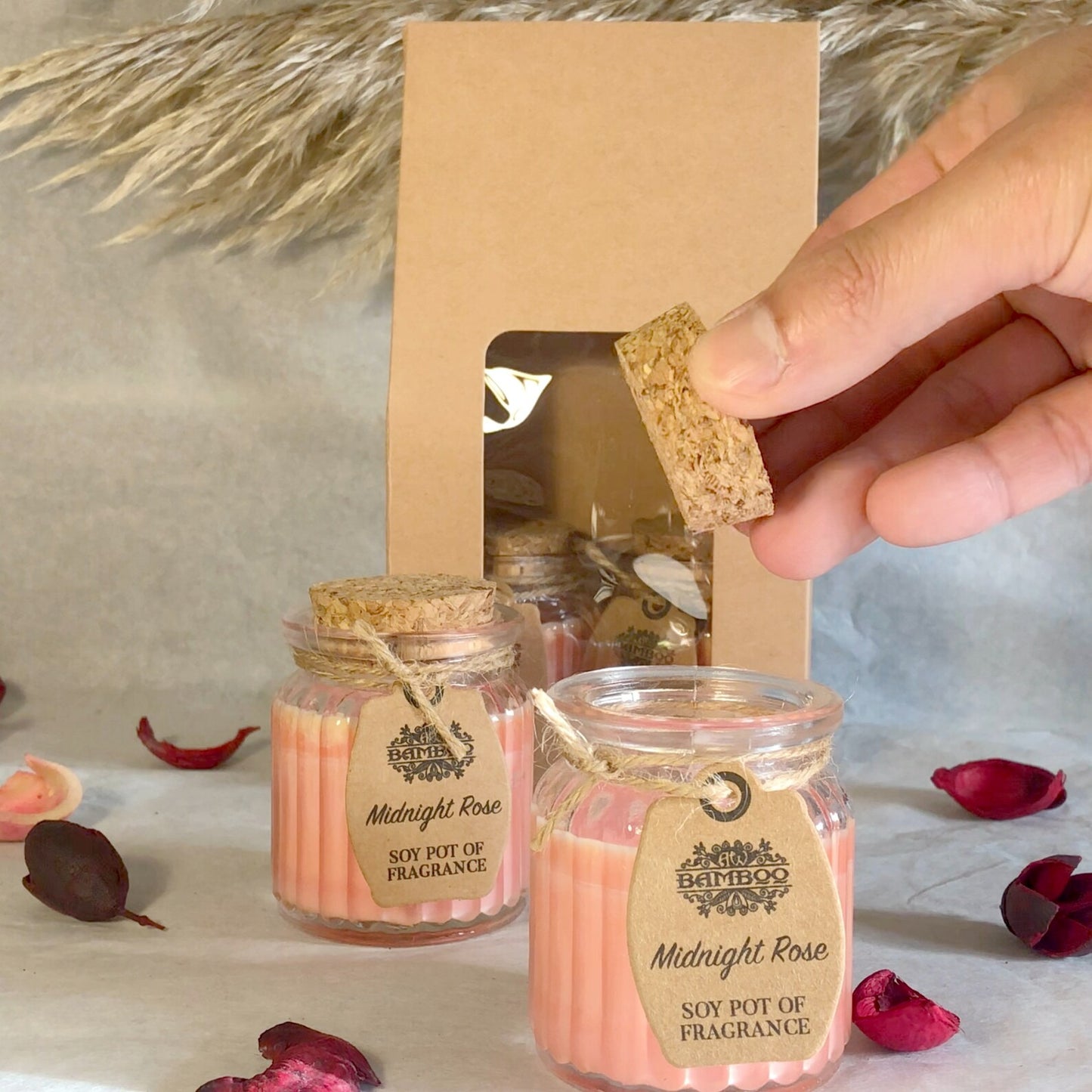 Rose Scented Soy Wax Candles - Fresh Rose Garden Scent Mini Mason Jar Candles