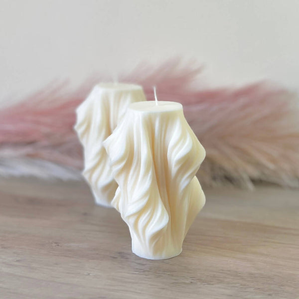 Swirly Pillar Candle - Draped Sculptural Home Decor Candles – The Happy ...