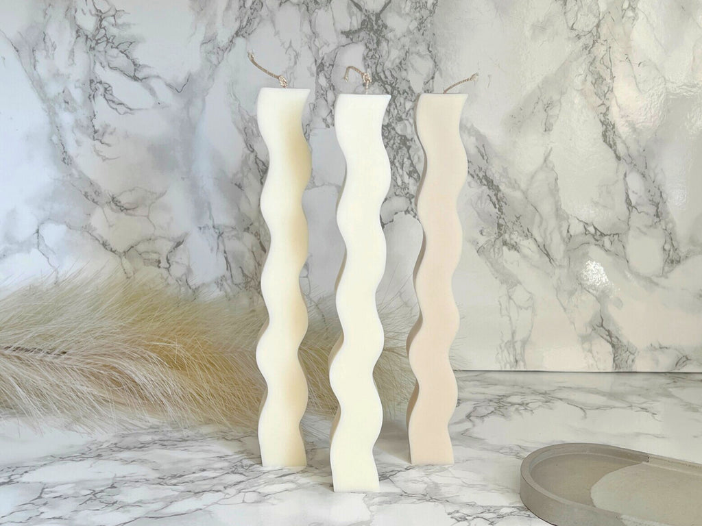 Wavy Soy Wax Pillar Candle - Tall Curvy Dinner Table Candles