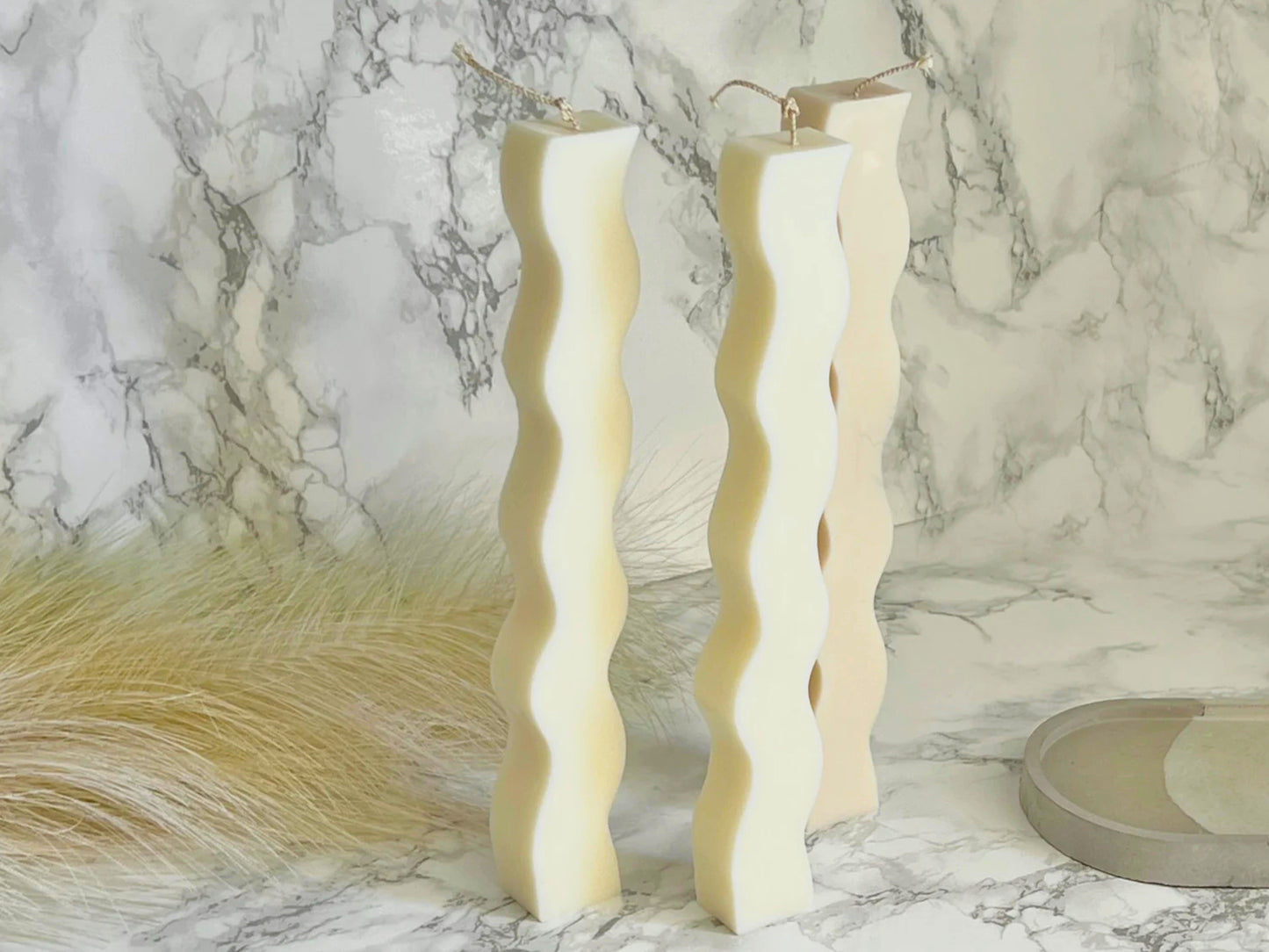 Wavy Soy Wax Pillar Candle - Tall Curvy Dinner Table Candles