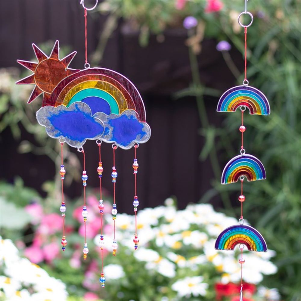 Sun and Rainbow Glass Suncatcher Ornament