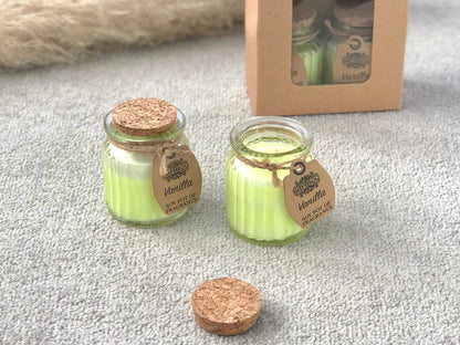 Vanilla Scent Soy Wax Candles in Glass Pots - Rustic Candles