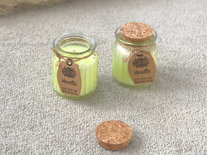 Vanilla Scent Soy Wax Candles in Glass Pots - Rustic Candles