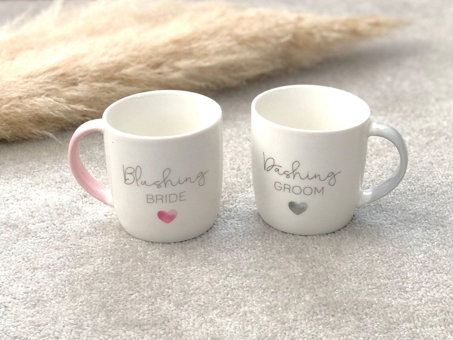 Blushing Bride & Dashing Groom Mug Gift Set - Wedding Mug Set - Engagement Gift