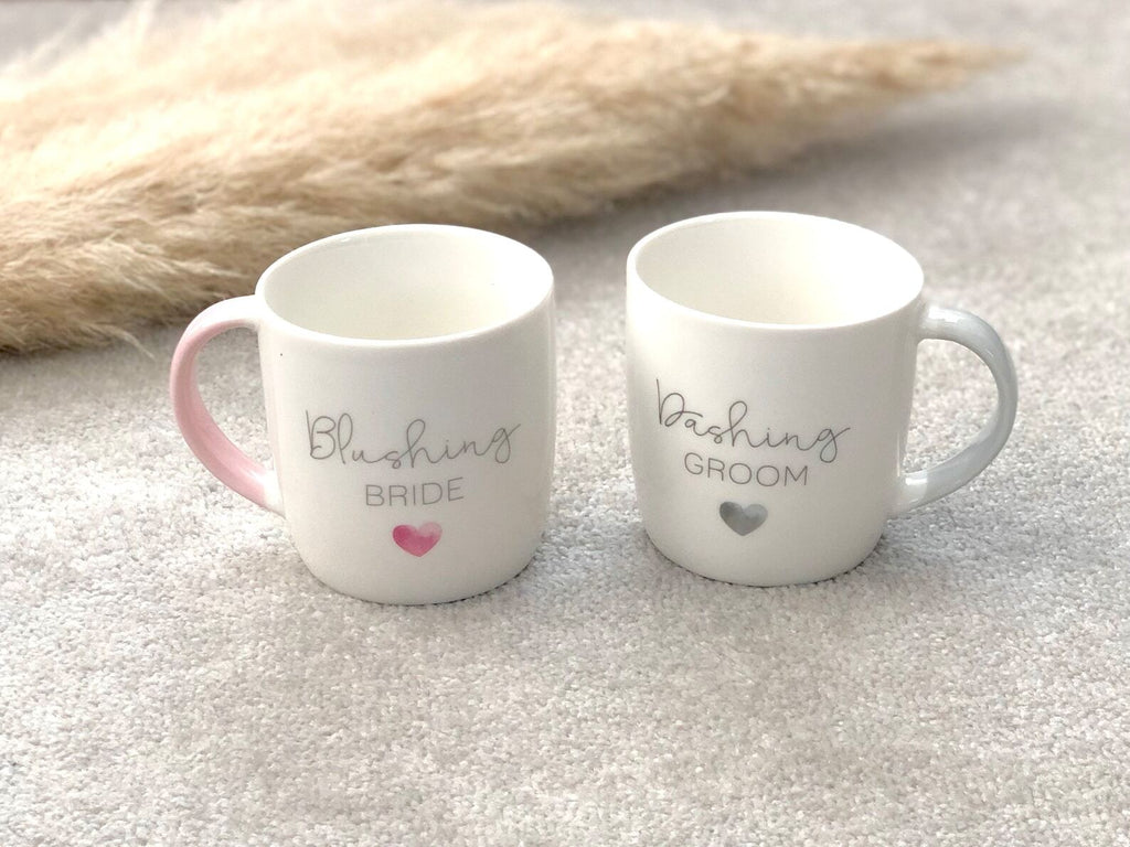 Blushing Bride & Dashing Groom Mug Gift Set - Wedding Mug Set - Engage –  The Happy Place Things