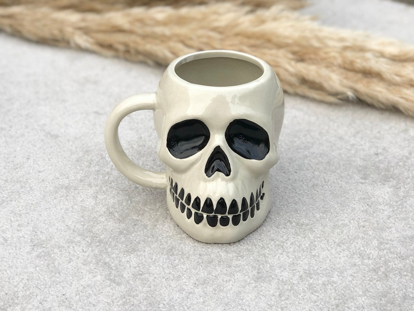 Ceramic Skull Mug - Large Coffee Mugs - Halloween Drinking Mug