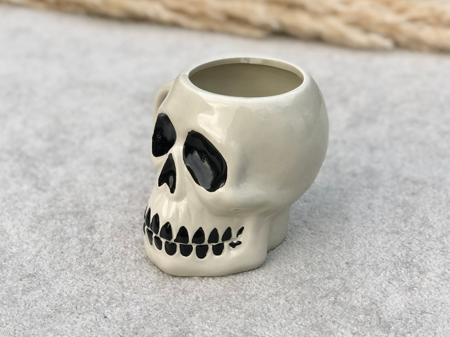 Ceramic Skull Mug - Large Coffee Mugs - Halloween Drinking Mug