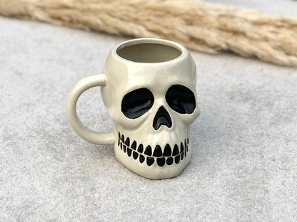 Ceramic Skull Mug - Large Coffee Mugs - Halloween Drinking Mug