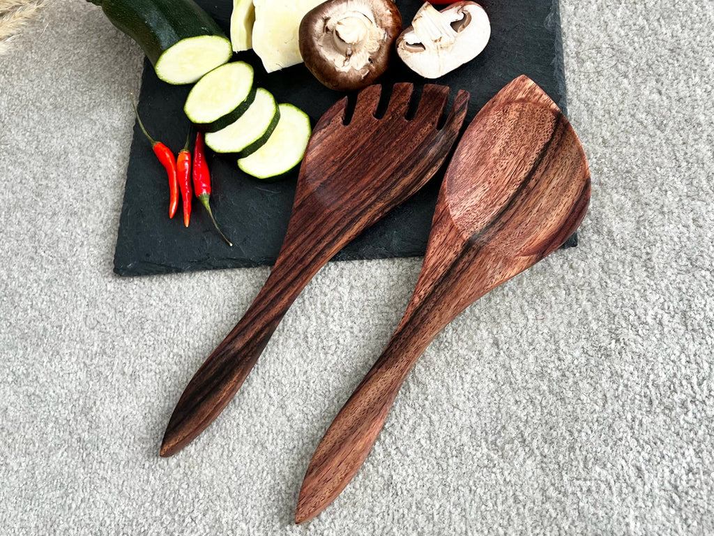 Set Wooden Salad Spoons, Salad Tongs for Serving, Small Scoops for  Canisters, Cooking Kitchen Utensils Gifts for Moms, Grandma Housewarming  Gifts.