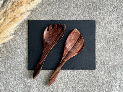 Wooden Salad Serving Spoons - Sustainable Salad Tongs